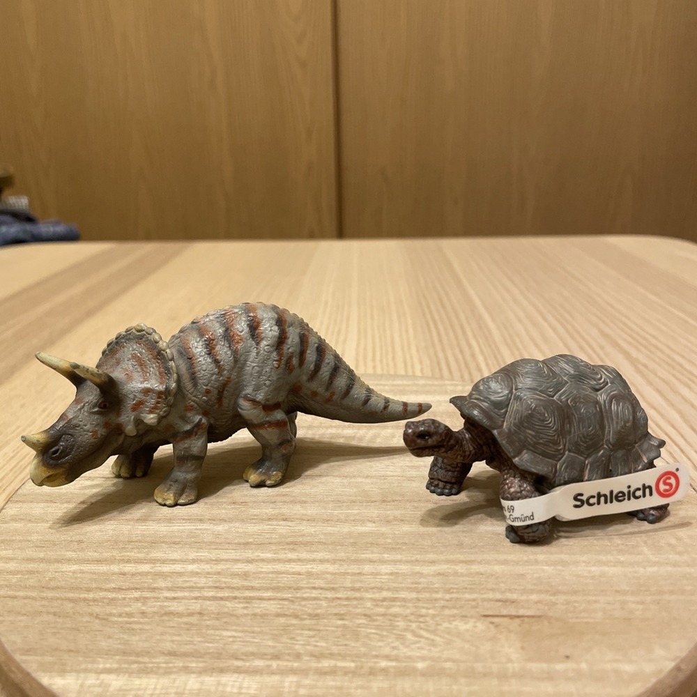 Schleich Triceratops Dinosaur & Giant Tortoise Figure Lot 2002 14824 Wildlife